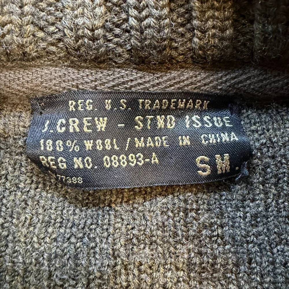 J CREW Wool Military Cardigan Sweater Army Green Small Vintage